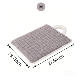 Washable Dog Mat with Carry Handle, Soft Plush Quilted Dog Bed Mat, Portable Crate Pad and Kennel Liner for Floor, Sofa, Car and Travel (Color: Grey, size: M)